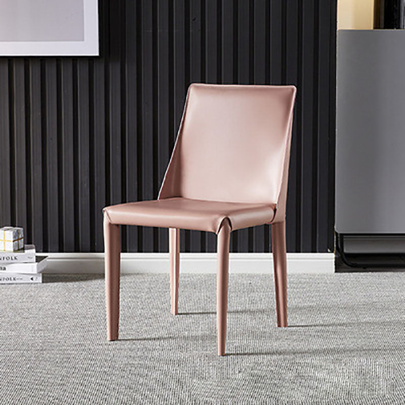 Designer Style Saddle Leather Home Side Chair Parsons Matte Finish Dining Chair Light Pink 1 Piece Clearhalo ' kitchen&dining_furn' 'Dining Chairs' 'Dining Tables & Seating' 'dining_chair' 'furn' 'furn_dining_chair' 'Furniture' 'furniture_dining_chair' 'Kitchen & Dining Furniture' 'kitchen' 4103476