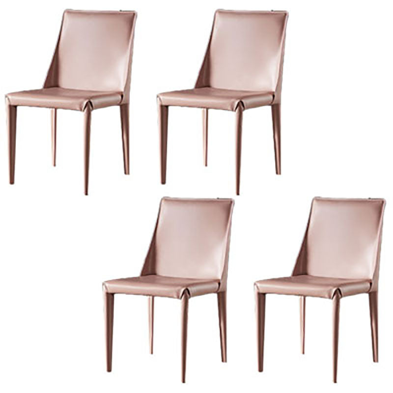 Designer Style Saddle Leather Home Side Chair Parsons Matte Finish Dining Chair Light Pink 4 Piece Set Clearhalo ' kitchen&dining_furn' 'Dining Chairs' 'Dining Tables & Seating' 'dining_chair' 'furn' 'furn_dining_chair' 'Furniture' 'furniture_dining_chair' 'Kitchen & Dining Furniture' 'kitchen' 4103478