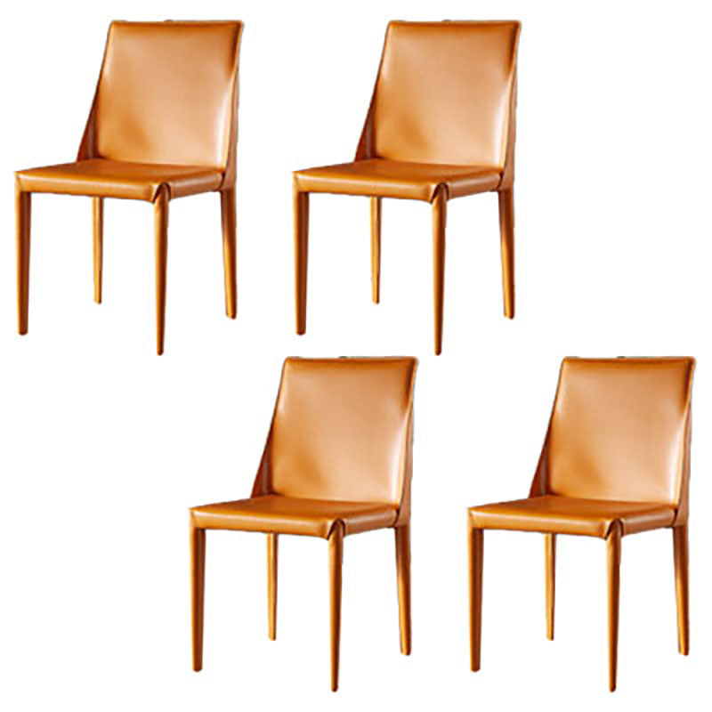Designer Style Saddle Leather Home Side Chair Parsons Matte Finish Dining Chair Orange 4 Piece Set Clearhalo ' kitchen&dining_furn' 'Dining Chairs' 'Dining Tables & Seating' 'dining_chair' 'furn' 'furn_dining_chair' 'Furniture' 'furniture_dining_chair' 'Kitchen & Dining Furniture' 'kitchen' 4103481