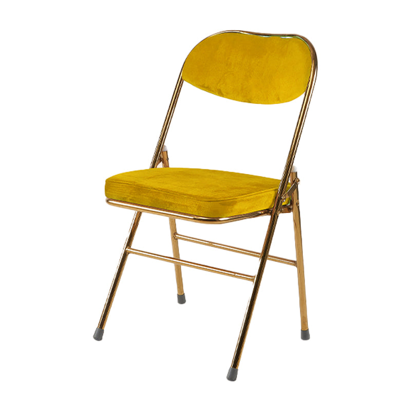 Scandinavian Open Back Velvet Side Chair Matte Finish Folding Dining Chairs Yellow 1 Piece Clearhalo ' kitchen&dining_furn' 'Dining Chairs' 'Dining Tables & Seating' 'dining_chair' 'furn' 'furn_dining_chair' 'Furniture' 'furniture_dining_chair' 'Kitchen & Dining Furniture' 'kitchen' 4103506