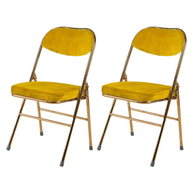 Scandinavian Open Back Velvet Side Chair Matte Finish Folding Dining Chairs Yellow 2 Piece Set Clearhalo ' kitchen&dining_furn' 'Dining Chairs' 'Dining Tables & Seating' 'dining_chair' 'furn' 'furn_dining_chair' 'Furniture' 'furniture_dining_chair' 'Kitchen & Dining Furniture' 'kitchen' 4103509