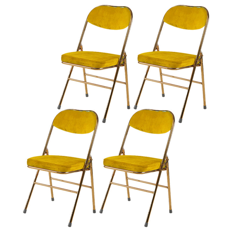 Scandinavian Open Back Velvet Side Chair Matte Finish Folding Dining Chairs Yellow 4 Piece Set Clearhalo ' kitchen&dining_furn' 'Dining Chairs' 'Dining Tables & Seating' 'dining_chair' 'furn' 'furn_dining_chair' 'Furniture' 'furniture_dining_chair' 'Kitchen & Dining Furniture' 'kitchen' 4103510