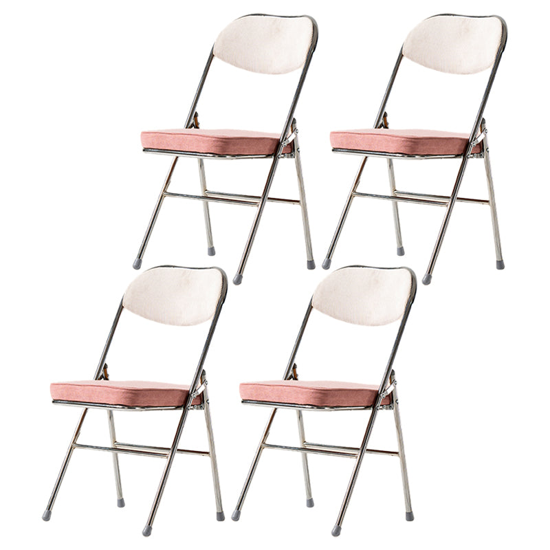 Scandinavian Open Back Velvet Side Chair Matte Finish Folding Dining Chairs Pink-White 4 Piece Set Clearhalo ' kitchen&dining_furn' 'Dining Chairs' 'Dining Tables & Seating' 'dining_chair' 'furn' 'furn_dining_chair' 'Furniture' 'furniture_dining_chair' 'Kitchen & Dining Furniture' 'kitchen' 4103529