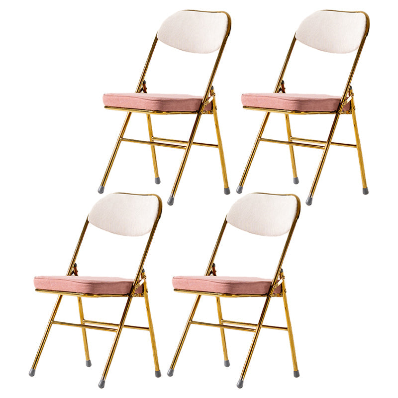 Scandinavian Open Back Velvet Side Chair Matte Finish Folding Dining Chairs White-Pink 4 Piece Set Clearhalo ' kitchen&dining_furn' 'Dining Chairs' 'Dining Tables & Seating' 'dining_chair' 'furn' 'furn_dining_chair' 'Furniture' 'furniture_dining_chair' 'Kitchen & Dining Furniture' 'kitchen' 4103544