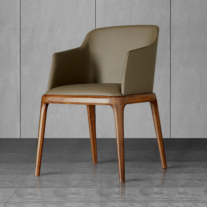 Scandinavian Leather Hotel Arm Chair Matte Finish Solid Back Dining Chair (Set of 2) Clearhalo ' kitchen&dining_furn' 'Dining Chairs' 'Dining Tables & Seating' 'dining_chair' 'furn' 'furn_dining_chair' 'Furniture' 'furniture_dining_chair' 'Kitchen & Dining Furniture' 'kitchen' 4103555