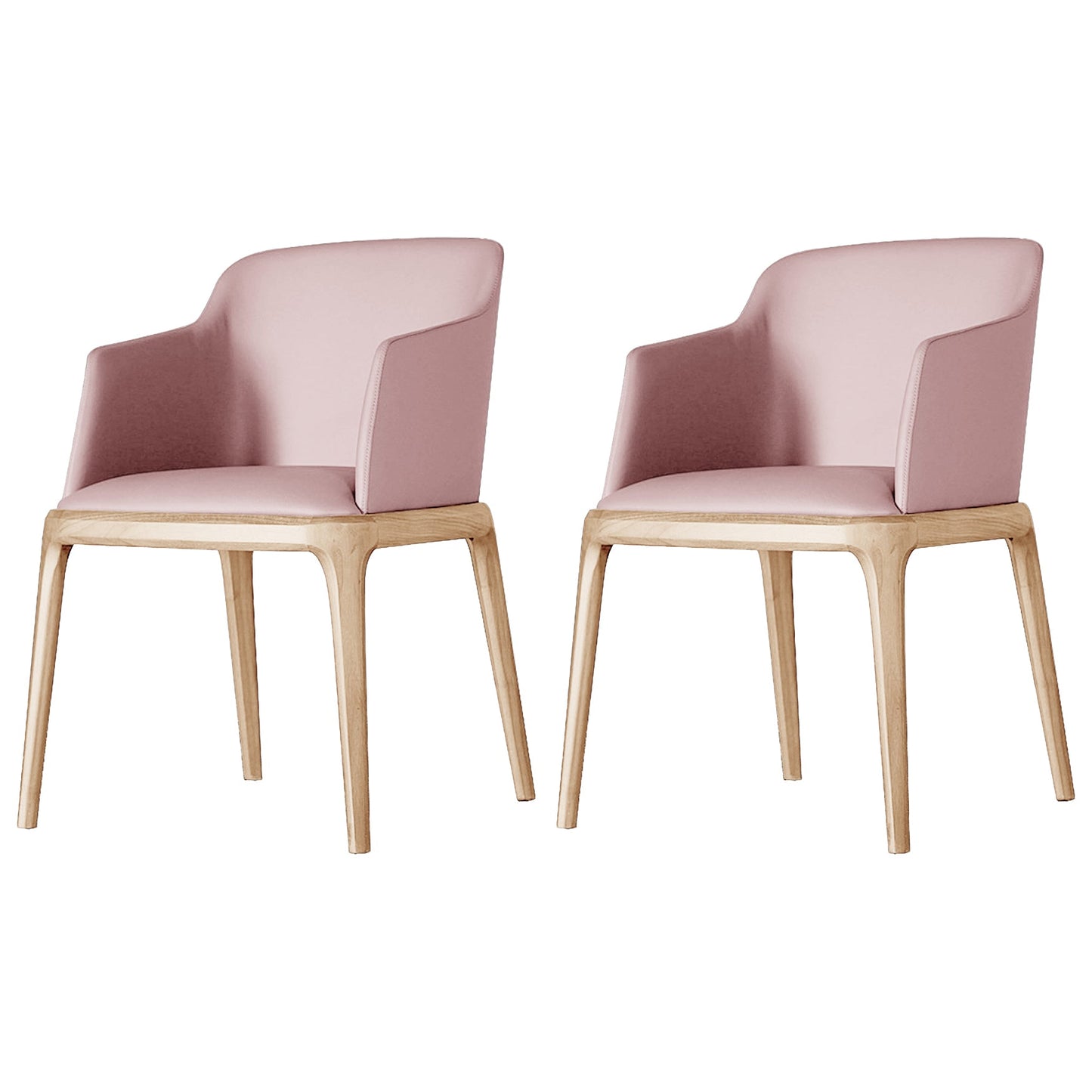 Scandinavian Leather Hotel Arm Chair Matte Finish Solid Back Dining Chair (Set of 2) Pink Clearhalo ' kitchen&dining_furn' 'Dining Chairs' 'Dining Tables & Seating' 'dining_chair' 'furn' 'furn_dining_chair' 'Furniture' 'furniture_dining_chair' 'Kitchen & Dining Furniture' 'kitchen' 4103556
