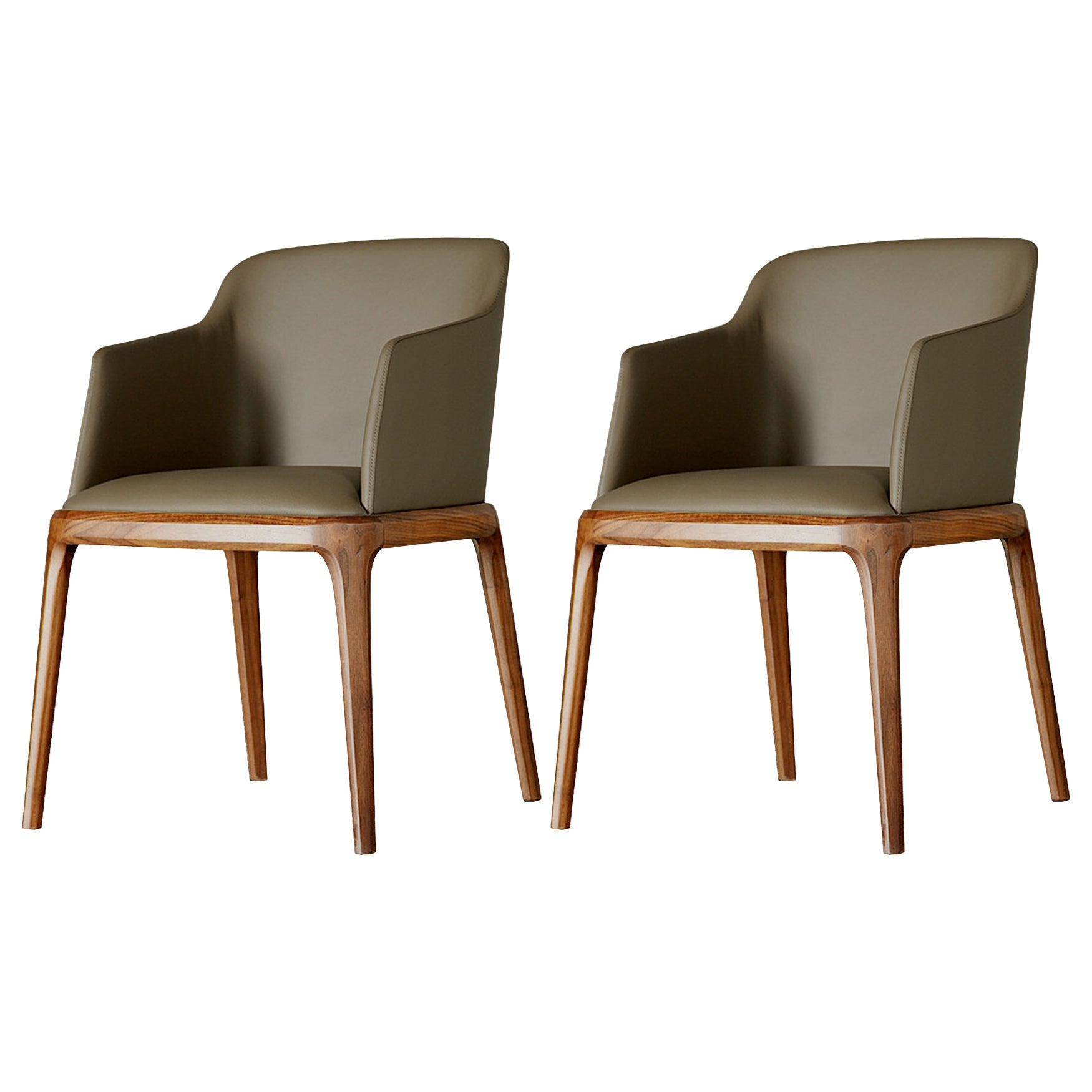 Scandinavian Leather Hotel Arm Chair Matte Finish Solid Back Dining Chair (Set of 2) Khaki Clearhalo ' kitchen&dining_furn' 'Dining Chairs' 'Dining Tables & Seating' 'dining_chair' 'furn' 'furn_dining_chair' 'Furniture' 'furniture_dining_chair' 'Kitchen & Dining Furniture' 'kitchen' 4103559