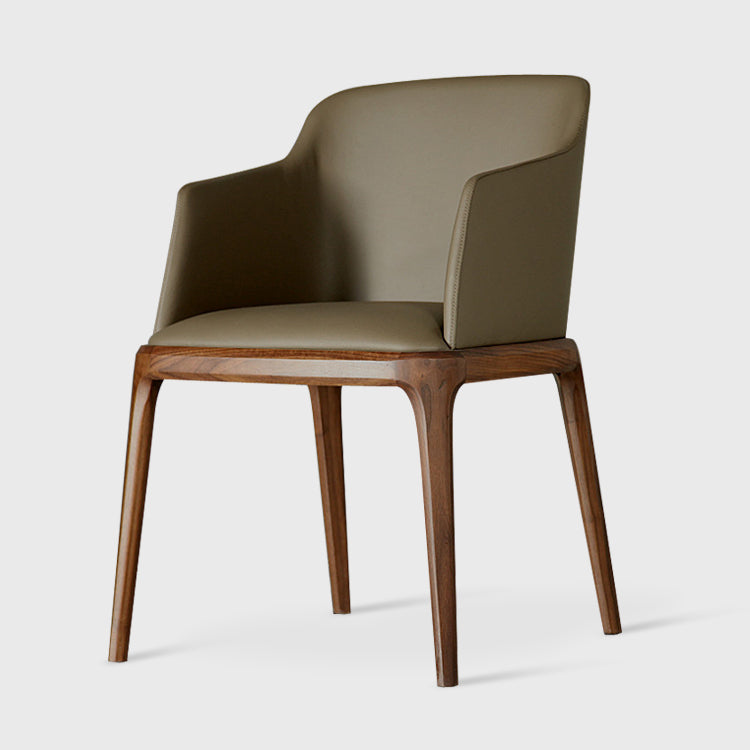 Scandinavian Leather Hotel Arm Chair Matte Finish Solid Back Dining Chair (Set of 2) Clearhalo ' kitchen&dining_furn' 'Dining Chairs' 'Dining Tables & Seating' 'dining_chair' 'furn' 'furn_dining_chair' 'Furniture' 'furniture_dining_chair' 'Kitchen & Dining Furniture' 'kitchen' 4103560