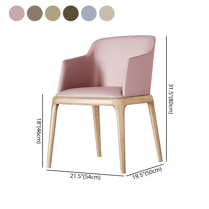 Scandinavian Leather Hotel Arm Chair Matte Finish Solid Back Dining Chair (Set of 2) Clearhalo ' kitchen&dining_furn' 'Dining Chairs' 'Dining Tables & Seating' 'dining_chair' 'furn' 'furn_dining_chair' 'Furniture' 'furniture_dining_chair' 'Kitchen & Dining Furniture' 'kitchen' 4103568