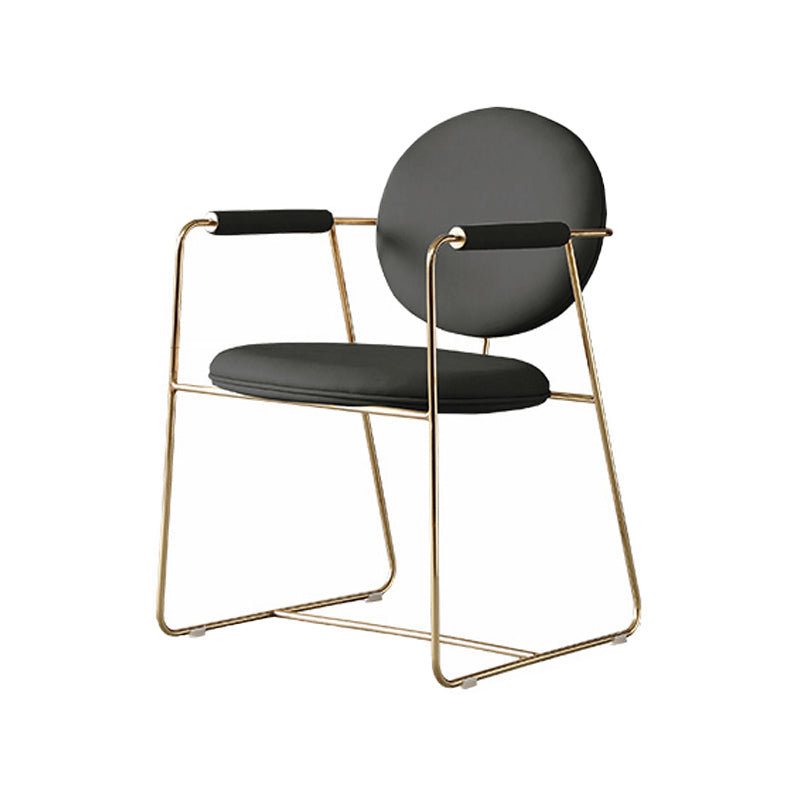 Modern Style Indoor Arm Chair Open Back Metal Upholstered Single Dining Room Chair Grey Clearhalo ' kitchen&dining_furn' 'Dining Chairs' 'Dining Tables & Seating' 'dining_chair' 'furn' 'furn_dining_chair' 'Furniture' 'furniture_dining_chair' 'Kitchen & Dining Furniture' 'kitchen' 4103570