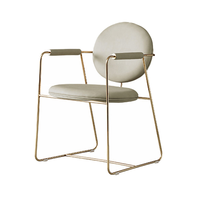 Modern Style Indoor Arm Chair Open Back Metal Upholstered Single Dining Room Chair Yellow Clearhalo ' kitchen&dining_furn' 'Dining Chairs' 'Dining Tables & Seating' 'dining_chair' 'furn' 'furn_dining_chair' 'Furniture' 'furniture_dining_chair' 'Kitchen & Dining Furniture' 'kitchen' 4103573