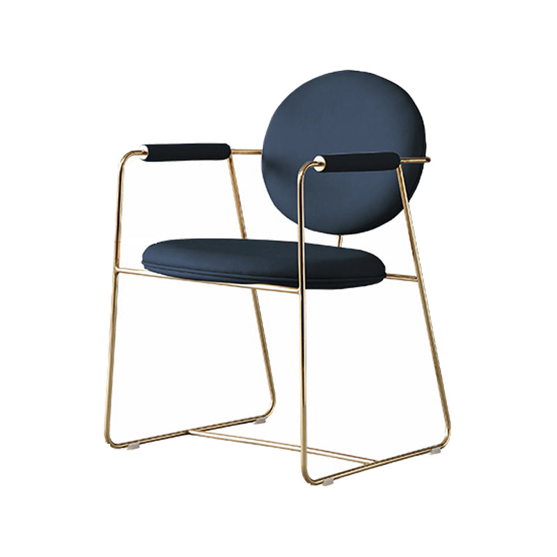Modern Style Indoor Arm Chair Open Back Metal Upholstered Single Dining Room Chair Blue Clearhalo ' kitchen&dining_furn' 'Dining Chairs' 'Dining Tables & Seating' 'dining_chair' 'furn' 'furn_dining_chair' 'Furniture' 'furniture_dining_chair' 'Kitchen & Dining Furniture' 'kitchen' 4103575