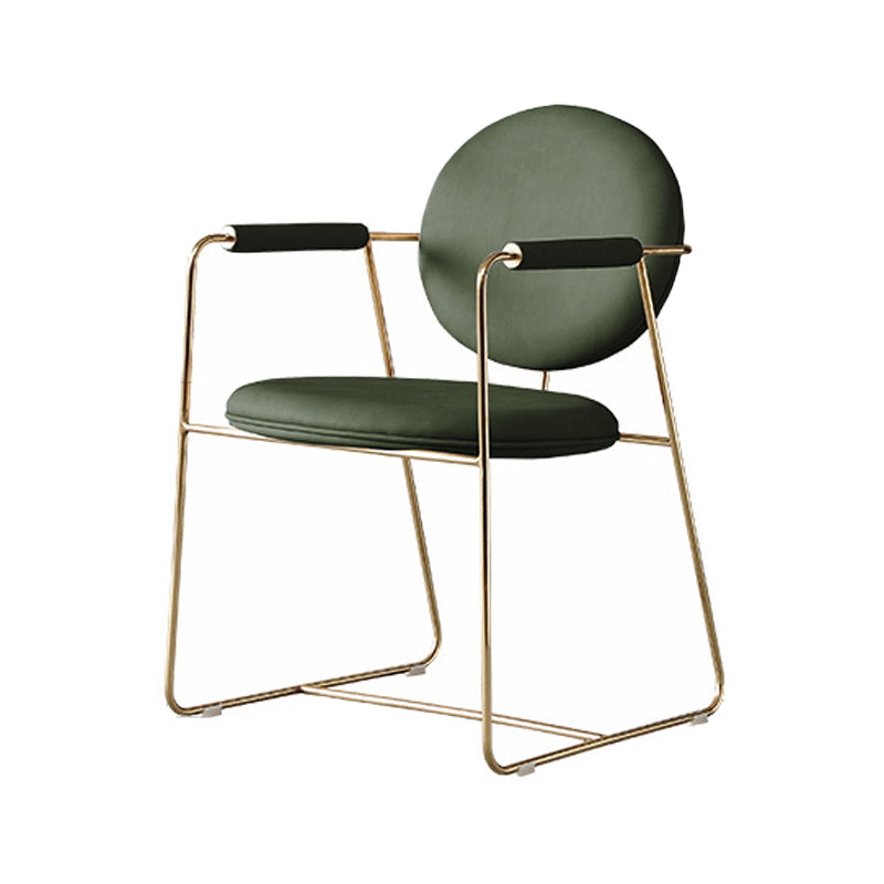 Modern Style Indoor Arm Chair Open Back Metal Upholstered Single Dining Room Chair Yellow-Green Clearhalo ' kitchen&dining_furn' 'Dining Chairs' 'Dining Tables & Seating' 'dining_chair' 'furn' 'furn_dining_chair' 'Furniture' 'furniture_dining_chair' 'Kitchen & Dining Furniture' 'kitchen' 4103579