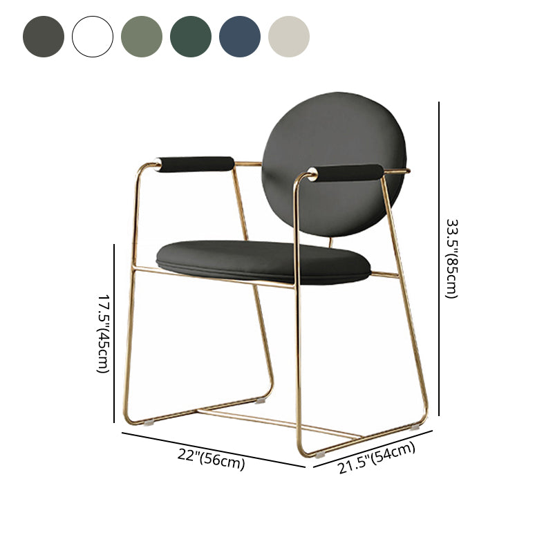 Modern Style Indoor Arm Chair Open Back Metal Upholstered Single Dining Room Chair Clearhalo ' kitchen&dining_furn' 'Dining Chairs' 'Dining Tables & Seating' 'dining_chair' 'furn' 'furn_dining_chair' 'Furniture' 'furniture_dining_chair' 'Kitchen & Dining Furniture' 'kitchen' 4103584