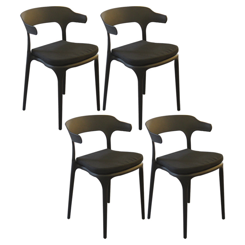 Glam Style Dining Chairs Plastic Kitchen Dining Armless Side Chairs (Set of 4) Black Clearhalo ' kitchen&dining_furn' 'Dining Chairs' 'Dining Tables & Seating' 'dining_chair' 'furn' 'furn_dining_chair' 'Furniture' 'furniture_dining_chair' 'Kitchen & Dining Furniture' 'kitchen' 4103586