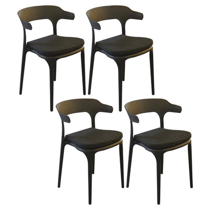 Glam Style Dining Chairs Plastic Kitchen Dining Armless Side Chairs (Set of 4) Black Clearhalo ' kitchen&dining_furn' 'Dining Chairs' 'Dining Tables & Seating' 'dining_chair' 'furn' 'furn_dining_chair' 'Furniture' 'furniture_dining_chair' 'Kitchen & Dining Furniture' 'kitchen' 4103586