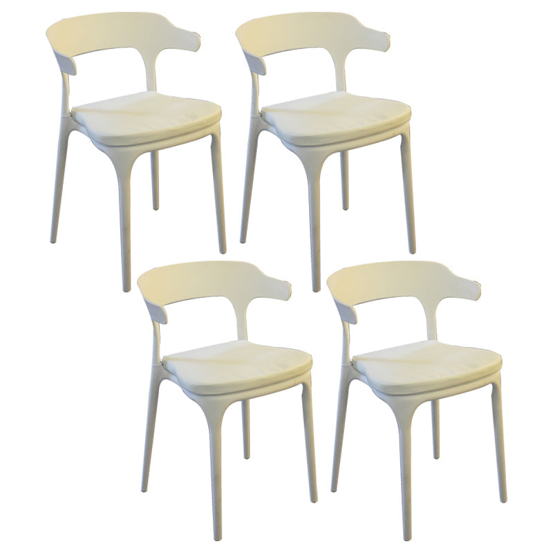 Glam Style Dining Chairs Plastic Kitchen Dining Armless Side Chairs (Set of 4) White Clearhalo ' kitchen&dining_furn' 'Dining Chairs' 'Dining Tables & Seating' 'dining_chair' 'furn' 'furn_dining_chair' 'Furniture' 'furniture_dining_chair' 'Kitchen & Dining Furniture' 'kitchen' 4103589