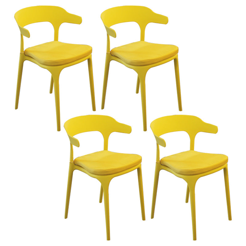 Glam Style Dining Chairs Plastic Kitchen Dining Armless Side Chairs (Set of 4) Yellow Clearhalo ' kitchen&dining_furn' 'Dining Chairs' 'Dining Tables & Seating' 'dining_chair' 'furn' 'furn_dining_chair' 'Furniture' 'furniture_dining_chair' 'Kitchen & Dining Furniture' 'kitchen' 4103593