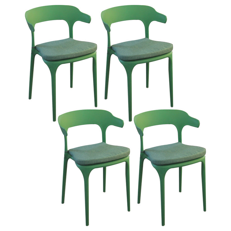 Glam Style Dining Chairs Plastic Kitchen Dining Armless Side Chairs (Set of 4) Green Clearhalo ' kitchen&dining_furn' 'Dining Chairs' 'Dining Tables & Seating' 'dining_chair' 'furn' 'furn_dining_chair' 'Furniture' 'furniture_dining_chair' 'Kitchen & Dining Furniture' 'kitchen' 4103595
