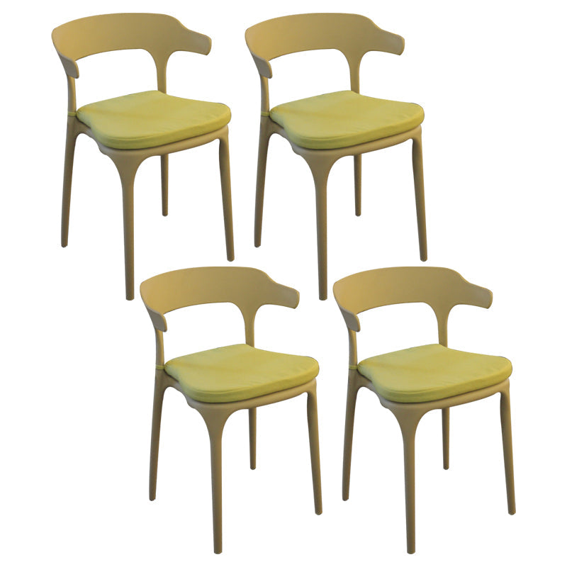 Glam Style Dining Chairs Plastic Kitchen Dining Armless Side Chairs (Set of 4) Khaki Clearhalo ' kitchen&dining_furn' 'Dining Chairs' 'Dining Tables & Seating' 'dining_chair' 'furn' 'furn_dining_chair' 'Furniture' 'furniture_dining_chair' 'Kitchen & Dining Furniture' 'kitchen' 4103596