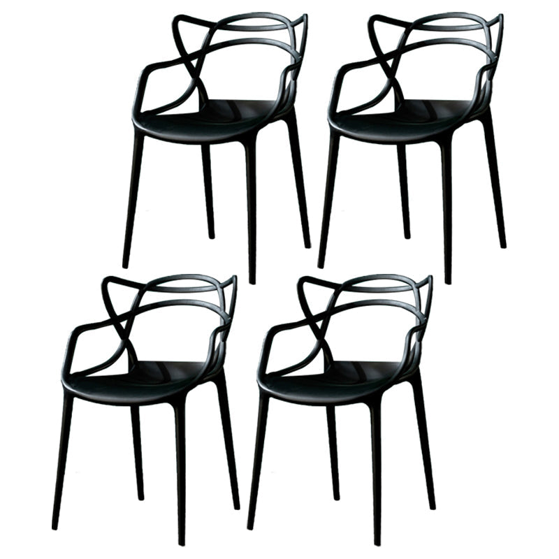Glam Style Dining Chairs Plastic Kitchen Dining Arm Side Chairs (Set of 4) Black Clearhalo ' kitchen&dining_furn' 'Dining Chairs' 'Dining Tables & Seating' 'dining_chair' 'furn' 'furn_dining_chair' 'Furniture' 'furniture_dining_chair' 'Kitchen & Dining Furniture' 'kitchen' 4103600