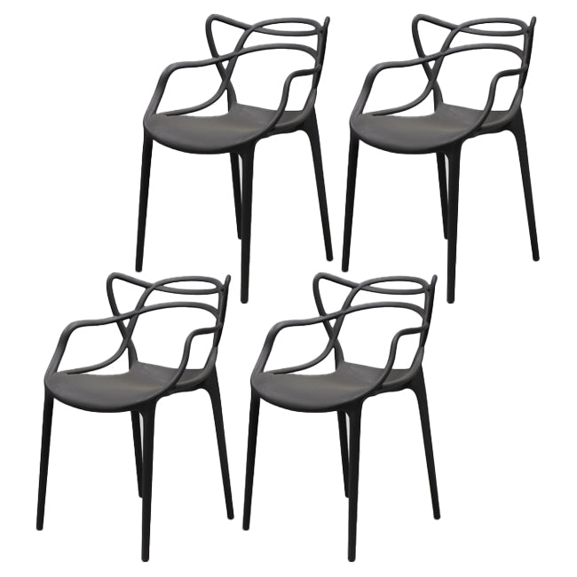 Glam Style Dining Chairs Plastic Kitchen Dining Arm Side Chairs (Set of 4) Grey Clearhalo ' kitchen&dining_furn' 'Dining Chairs' 'Dining Tables & Seating' 'dining_chair' 'furn' 'furn_dining_chair' 'Furniture' 'furniture_dining_chair' 'Kitchen & Dining Furniture' 'kitchen' 4103601