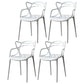 Glam Style Dining Chairs Plastic Kitchen Dining Arm Side Chairs (Set of 4) White Clearhalo ' kitchen&dining_furn' 'Dining Chairs' 'Dining Tables & Seating' 'dining_chair' 'furn' 'furn_dining_chair' 'Furniture' 'furniture_dining_chair' 'Kitchen & Dining Furniture' 'kitchen' 4103603
