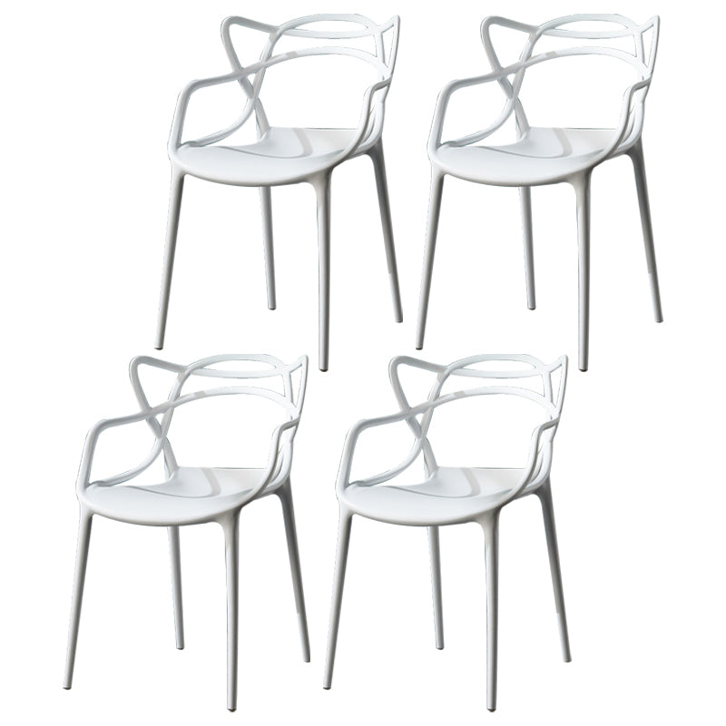 Glam Style Dining Chairs Plastic Kitchen Dining Arm Side Chairs (Set of 4) White Clearhalo ' kitchen&dining_furn' 'Dining Chairs' 'Dining Tables & Seating' 'dining_chair' 'furn' 'furn_dining_chair' 'Furniture' 'furniture_dining_chair' 'Kitchen & Dining Furniture' 'kitchen' 4103603