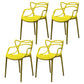 Glam Style Dining Chairs Plastic Kitchen Dining Arm Side Chairs (Set of 4) Yellow Clearhalo ' kitchen&dining_furn' 'Dining Chairs' 'Dining Tables & Seating' 'dining_chair' 'furn' 'furn_dining_chair' 'Furniture' 'furniture_dining_chair' 'Kitchen & Dining Furniture' 'kitchen' 4103607