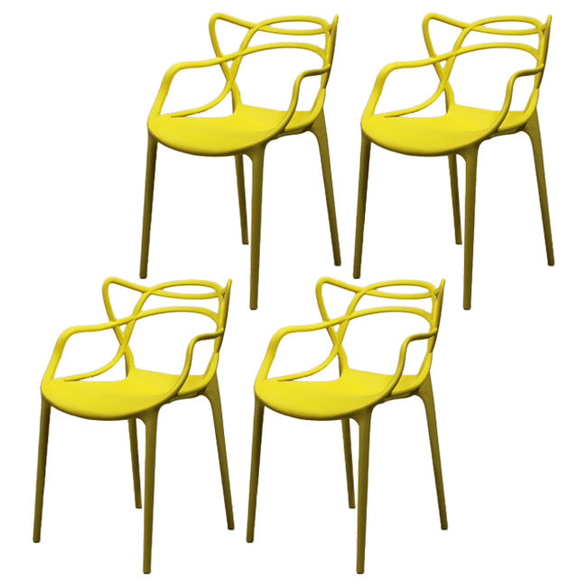 Glam Style Dining Chairs Plastic Kitchen Dining Arm Side Chairs (Set of 4) Yellow Clearhalo ' kitchen&dining_furn' 'Dining Chairs' 'Dining Tables & Seating' 'dining_chair' 'furn' 'furn_dining_chair' 'Furniture' 'furniture_dining_chair' 'Kitchen & Dining Furniture' 'kitchen' 4103607