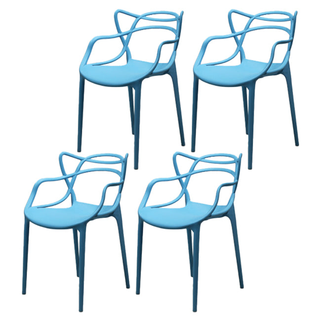 Glam Style Dining Chairs Plastic Kitchen Dining Arm Side Chairs (Set of 4) Blue Clearhalo ' kitchen&dining_furn' 'Dining Chairs' 'Dining Tables & Seating' 'dining_chair' 'furn' 'furn_dining_chair' 'Furniture' 'furniture_dining_chair' 'Kitchen & Dining Furniture' 'kitchen' 4103610