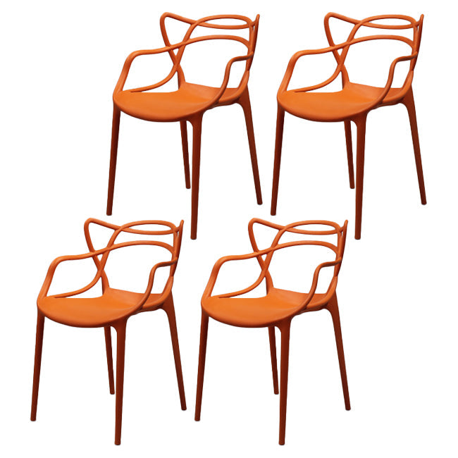 Glam Style Dining Chairs Plastic Kitchen Dining Arm Side Chairs (Set of 4) Orange Clearhalo ' kitchen&dining_furn' 'Dining Chairs' 'Dining Tables & Seating' 'dining_chair' 'furn' 'furn_dining_chair' 'Furniture' 'furniture_dining_chair' 'Kitchen & Dining Furniture' 'kitchen' 4103613
