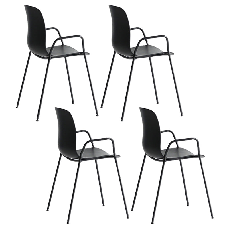Stackable Dining Arm Chairs Indoor Armchairs with Metal Legs (Set of 4) Black Plastic & Acrylic Clearhalo ' kitchen&dining_furn' 'Dining Chairs' 'Dining Tables & Seating' 'dining_chair' 'furn' 'furn_dining_chair' 'Furniture' 'furniture_dining_chair' 'Kitchen & Dining Furniture' 'kitchen' 4103668
