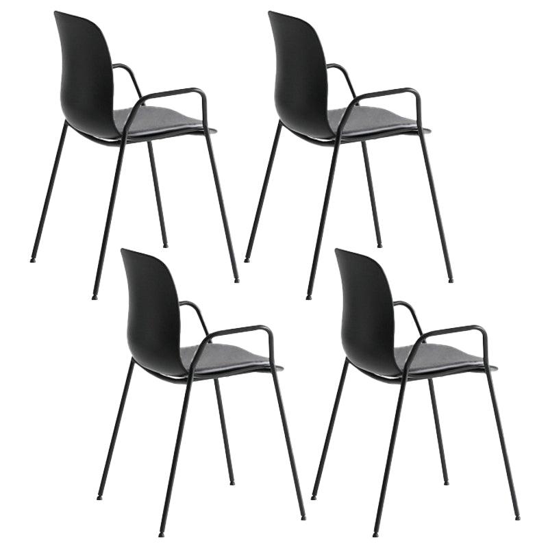 Stackable Dining Arm Chairs Indoor Armchairs with Metal Legs (Set of 4) Black Upholstered Clearhalo ' kitchen&dining_furn' 'Dining Chairs' 'Dining Tables & Seating' 'dining_chair' 'furn' 'furn_dining_chair' 'Furniture' 'furniture_dining_chair' 'Kitchen & Dining Furniture' 'kitchen' 4103669