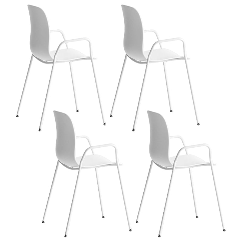 Stackable Dining Arm Chairs Indoor Armchairs with Metal Legs (Set of 4) White Plastic & Acrylic Clearhalo ' kitchen&dining_furn' 'Dining Chairs' 'Dining Tables & Seating' 'dining_chair' 'furn' 'furn_dining_chair' 'Furniture' 'furniture_dining_chair' 'Kitchen & Dining Furniture' 'kitchen' 4103672
