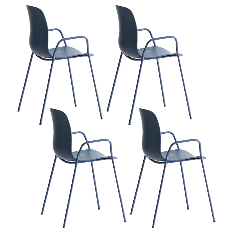 Stackable Dining Arm Chairs Indoor Armchairs with Metal Legs (Set of 4) Blue Plastic & Acrylic Clearhalo ' kitchen&dining_furn' 'Dining Chairs' 'Dining Tables & Seating' 'dining_chair' 'furn' 'furn_dining_chair' 'Furniture' 'furniture_dining_chair' 'Kitchen & Dining Furniture' 'kitchen' 4103679