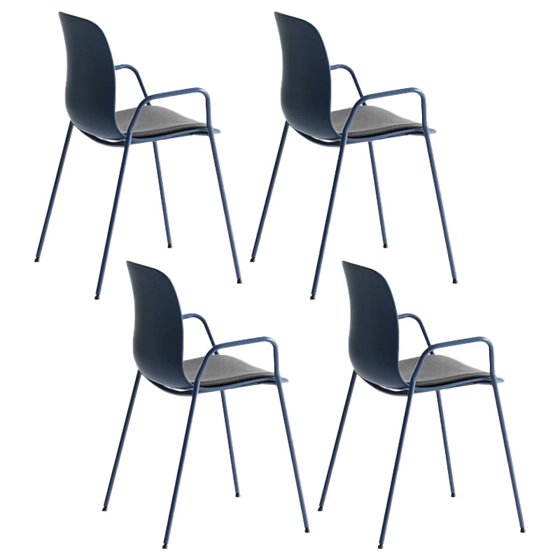 Stackable Dining Arm Chairs Indoor Armchairs with Metal Legs (Set of 4) Blue Upholstered Clearhalo ' kitchen&dining_furn' 'Dining Chairs' 'Dining Tables & Seating' 'dining_chair' 'furn' 'furn_dining_chair' 'Furniture' 'furniture_dining_chair' 'Kitchen & Dining Furniture' 'kitchen' 4103681
