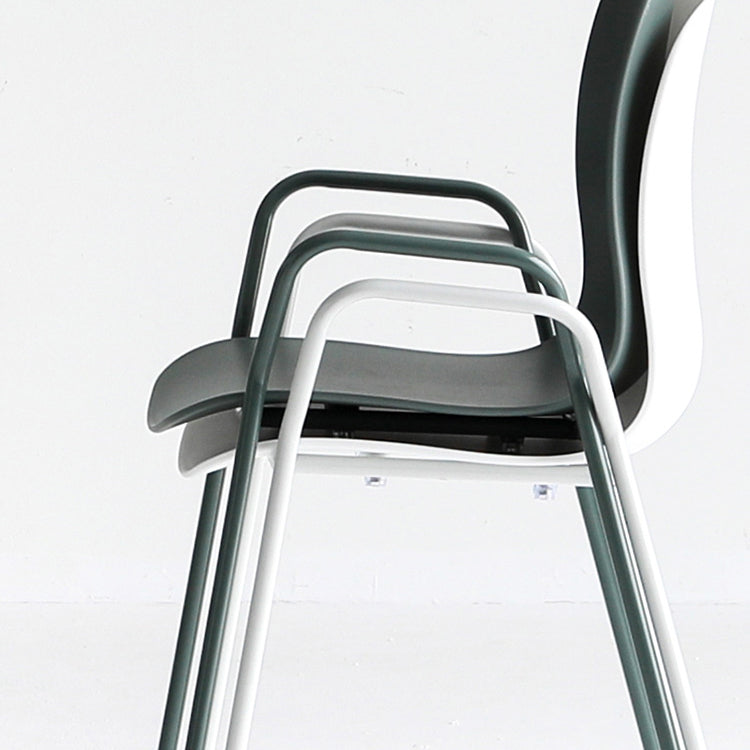 Stackable Dining Arm Chairs Indoor Armchairs with Metal Legs (Set of 4) Clearhalo ' kitchen&dining_furn' 'Dining Chairs' 'Dining Tables & Seating' 'dining_chair' 'furn' 'furn_dining_chair' 'Furniture' 'furniture_dining_chair' 'Kitchen & Dining Furniture' 'kitchen' 4103682