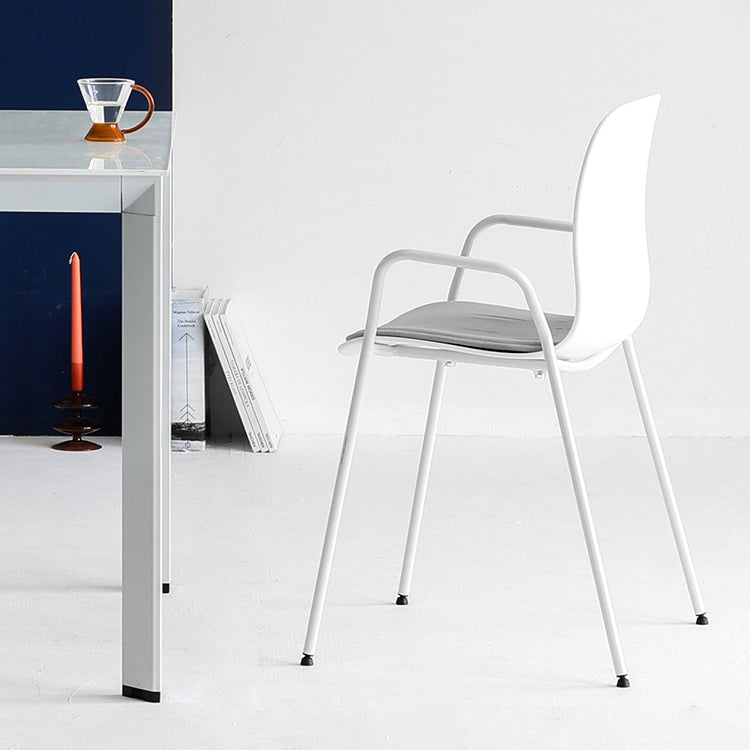 Stackable Dining Arm Chairs Indoor Armchairs with Metal Legs (Set of 4) Clearhalo ' kitchen&dining_furn' 'Dining Chairs' 'Dining Tables & Seating' 'dining_chair' 'furn' 'furn_dining_chair' 'Furniture' 'furniture_dining_chair' 'Kitchen & Dining Furniture' 'kitchen' 4103684