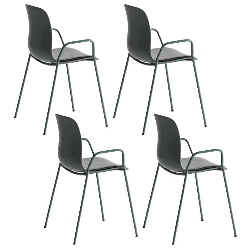 Stackable Dining Arm Chairs Indoor Armchairs with Metal Legs (Set of 4) Green Upholstered Clearhalo ' kitchen&dining_furn' 'Dining Chairs' 'Dining Tables & Seating' 'dining_chair' 'furn' 'furn_dining_chair' 'Furniture' 'furniture_dining_chair' 'Kitchen & Dining Furniture' 'kitchen' 4103685