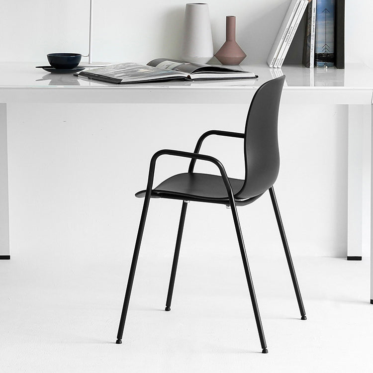 Stackable Dining Arm Chairs Indoor Armchairs with Metal Legs (Set of 4) Clearhalo ' kitchen&dining_furn' 'Dining Chairs' 'Dining Tables & Seating' 'dining_chair' 'furn' 'furn_dining_chair' 'Furniture' 'furniture_dining_chair' 'Kitchen & Dining Furniture' 'kitchen' 4103686