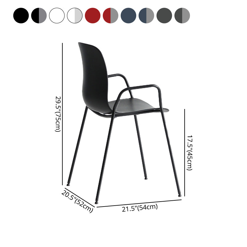 Stackable Dining Arm Chairs Indoor Armchairs with Metal Legs (Set of 4) Clearhalo ' kitchen&dining_furn' 'Dining Chairs' 'Dining Tables & Seating' 'dining_chair' 'furn' 'furn_dining_chair' 'Furniture' 'furniture_dining_chair' 'Kitchen & Dining Furniture' 'kitchen' 4103687