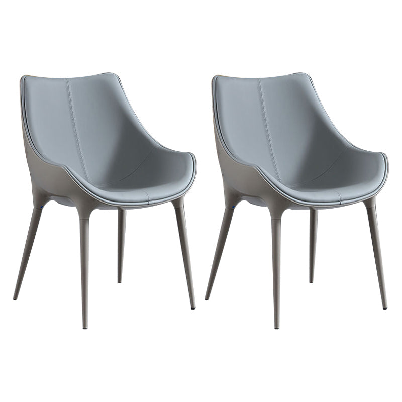 Contemporary Style Dining Side Chairs Kitchen Arm Side Chair with Metal Legs (Set of 2) Grey Clearhalo ' kitchen&dining_furn' 'Dining Chairs' 'Dining Tables & Seating' 'dining_chair' 'furn' 'furn_dining_chair' 'Furniture' 'furniture_dining_chair' 'Kitchen & Dining Furniture' 'kitchen' 4103689