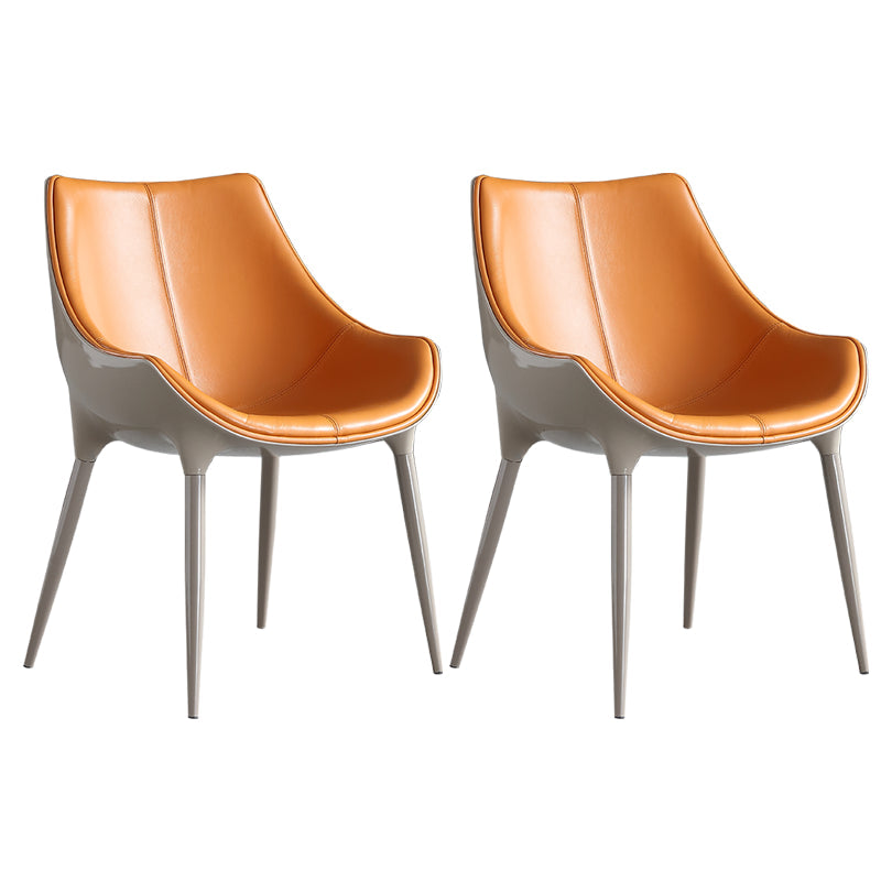 Contemporary Style Dining Side Chairs Kitchen Arm Side Chair with Metal Legs (Set of 2) Light Yellow Clearhalo ' kitchen&dining_furn' 'Dining Chairs' 'Dining Tables & Seating' 'dining_chair' 'furn' 'furn_dining_chair' 'Furniture' 'furniture_dining_chair' 'Kitchen & Dining Furniture' 'kitchen' 4103690