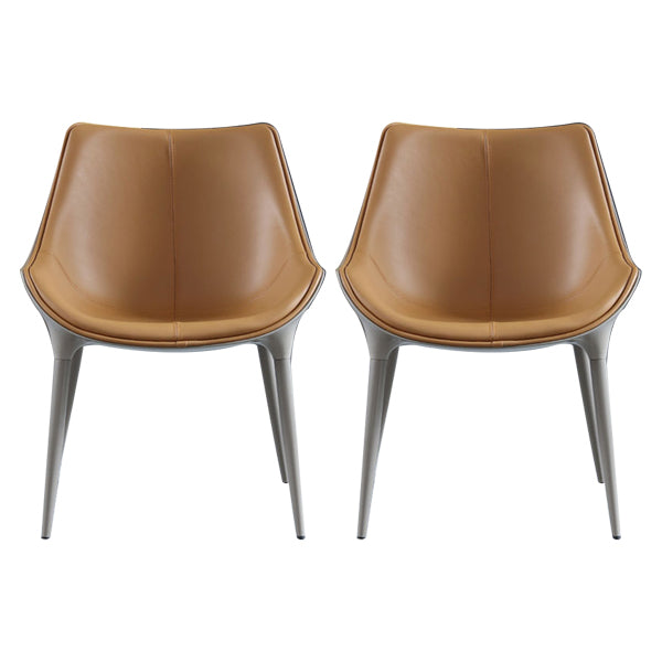 Contemporary Style Dining Side Chairs Kitchen Arm Side Chair with Metal Legs (Set of 2) Light Brown Clearhalo ' kitchen&dining_furn' 'Dining Chairs' 'Dining Tables & Seating' 'dining_chair' 'furn' 'furn_dining_chair' 'Furniture' 'furniture_dining_chair' 'Kitchen & Dining Furniture' 'kitchen' 4103692