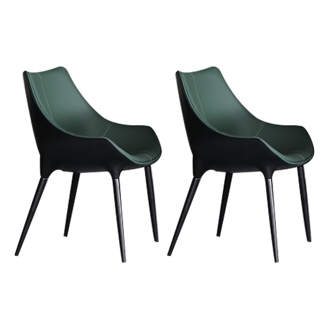 Contemporary Style Dining Side Chairs Kitchen Arm Side Chair with Metal Legs (Set of 2) Blackish Green Clearhalo ' kitchen&dining_furn' 'Dining Chairs' 'Dining Tables & Seating' 'dining_chair' 'furn' 'furn_dining_chair' 'Furniture' 'furniture_dining_chair' 'Kitchen & Dining Furniture' 'kitchen' 4103694