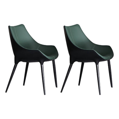 Contemporary Style Dining Side Chairs Kitchen Arm Side Chair with Metal Legs (Set of 2) Blackish Green Clearhalo ' kitchen&dining_furn' 'Dining Chairs' 'Dining Tables & Seating' 'dining_chair' 'furn' 'furn_dining_chair' 'Furniture' 'furniture_dining_chair' 'Kitchen & Dining Furniture' 'kitchen' 4103694