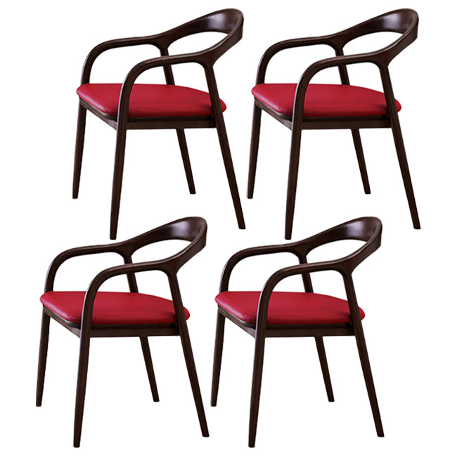 Traditional Style Ash Wood Chair Open Back Arm Dining Kitchen Chairs Set Red 4 Piece Set Clearhalo ' kitchen&dining_furn' 'Dining Chairs' 'Dining Tables & Seating' 'dining_chair' 'furn' 'furn_dining_chair' 'Furniture' 'furniture_dining_chair' 'Kitchen & Dining Furniture' 'kitchen' 4103716