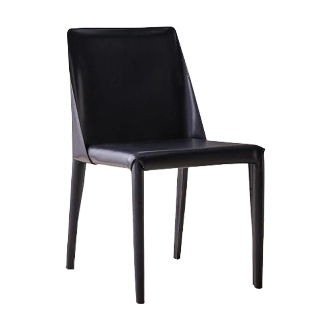 European Design Leather Chairs Solid Back Side Kitchen Dining Chair Set Black 1 Piece Clearhalo ' kitchen&dining_furn' 'Dining Chairs' 'Dining Tables & Seating' 'dining_chair' 'furn' 'furn_dining_chair' 'Furniture' 'furniture_dining_chair' 'Kitchen & Dining Furniture' 'kitchen' 4103740