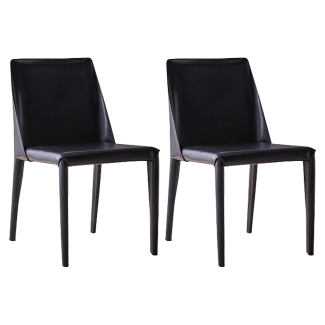 European Design Leather Chairs Solid Back Side Kitchen Dining Chair Set Black 2 Piece Set Clearhalo ' kitchen&dining_furn' 'Dining Chairs' 'Dining Tables & Seating' 'dining_chair' 'furn' 'furn_dining_chair' 'Furniture' 'furniture_dining_chair' 'Kitchen & Dining Furniture' 'kitchen' 4103741